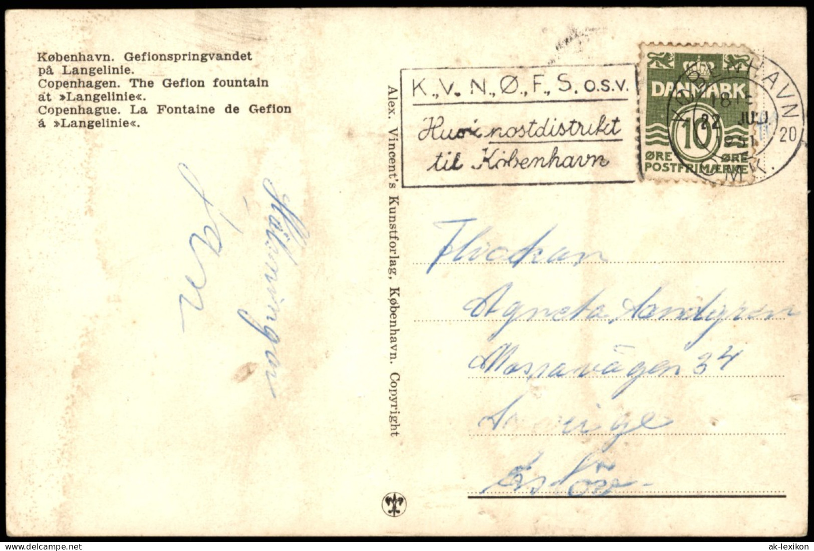 Postcard Kopenhagen København Gefionspringvandet På Langelinie. 1951 - Dänemark
