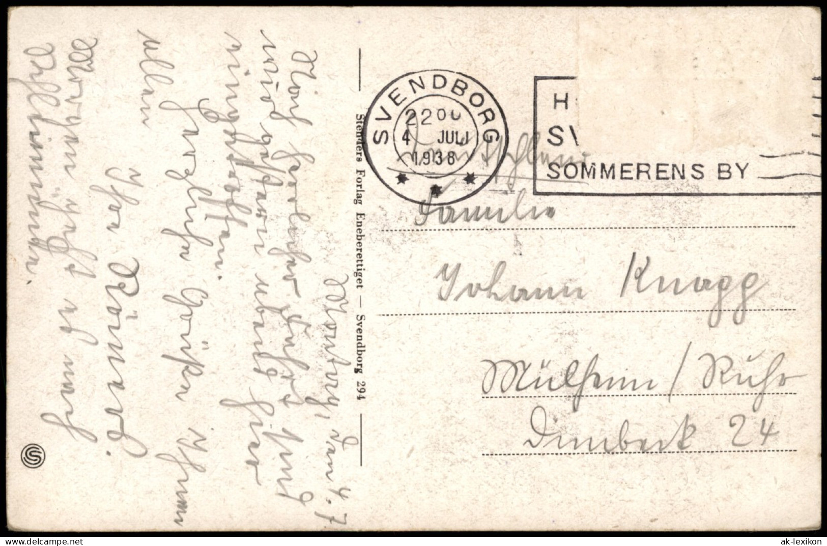 Postcard Schwenburg Svendborg Strand, Hafen 1936 - Dänemark