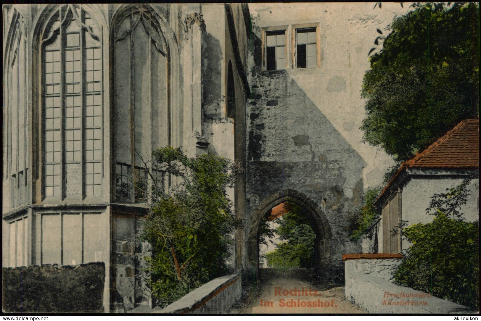 Ansichtskarte Rochlitz Schlosshof - Handcolierte AK 1913 - Rochlitz