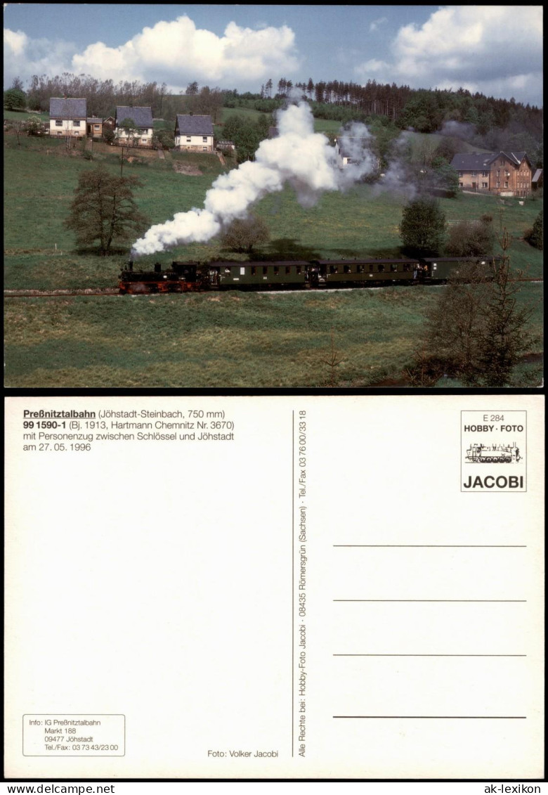 Ansichtskarte Jöhstadt (Erzgebirge) Preßnitztalbahn Dampflokomotive# 1996 - Jöhstadt