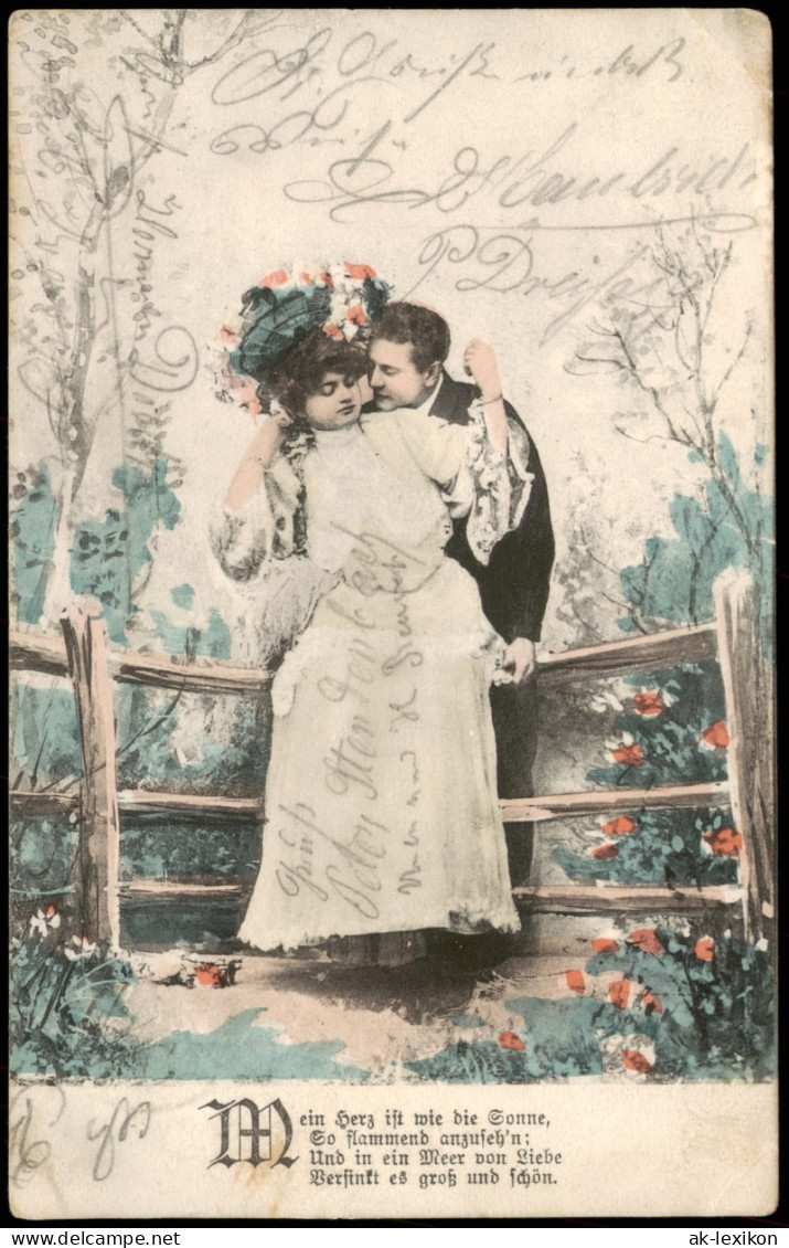 Ansichtskarte  Liebes Gedicht; Künstlerkarte Mit Liebespaar Romantik 1907 - Philosophie & Pensées