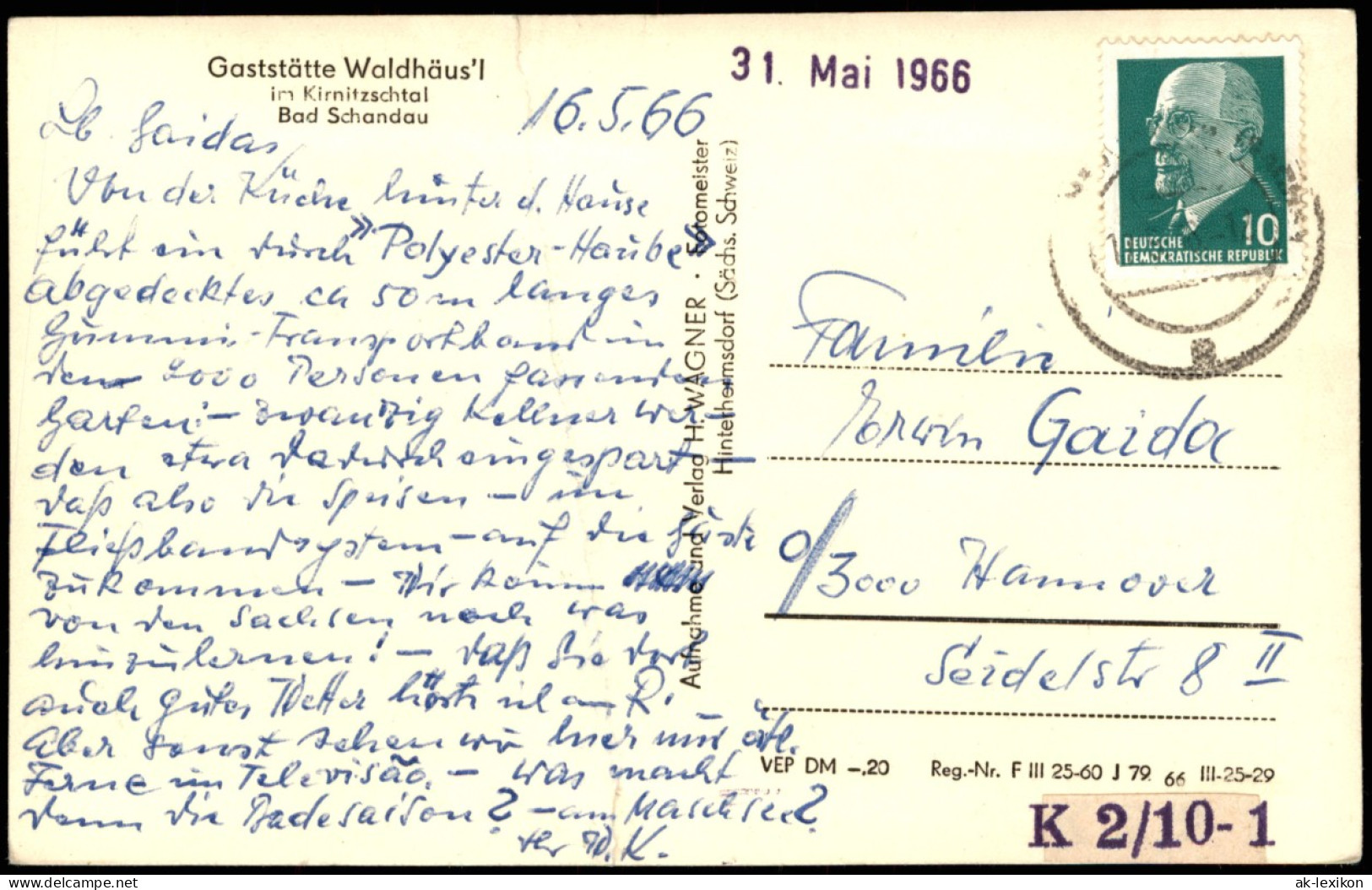 Kirnitzschtal-Sebnitz Gaststätte WALDHÄUSL Im Kirnitzschtal    1966 - Kirnitzschtal