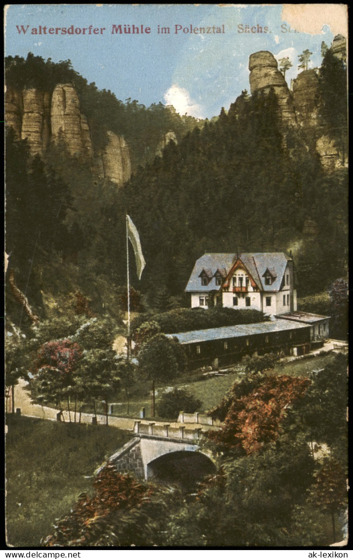 Ansichtskarte Polenz-Neustadt (Sachsen) Waltersdorfer Mühle Polenztal 1925 - Neustadt