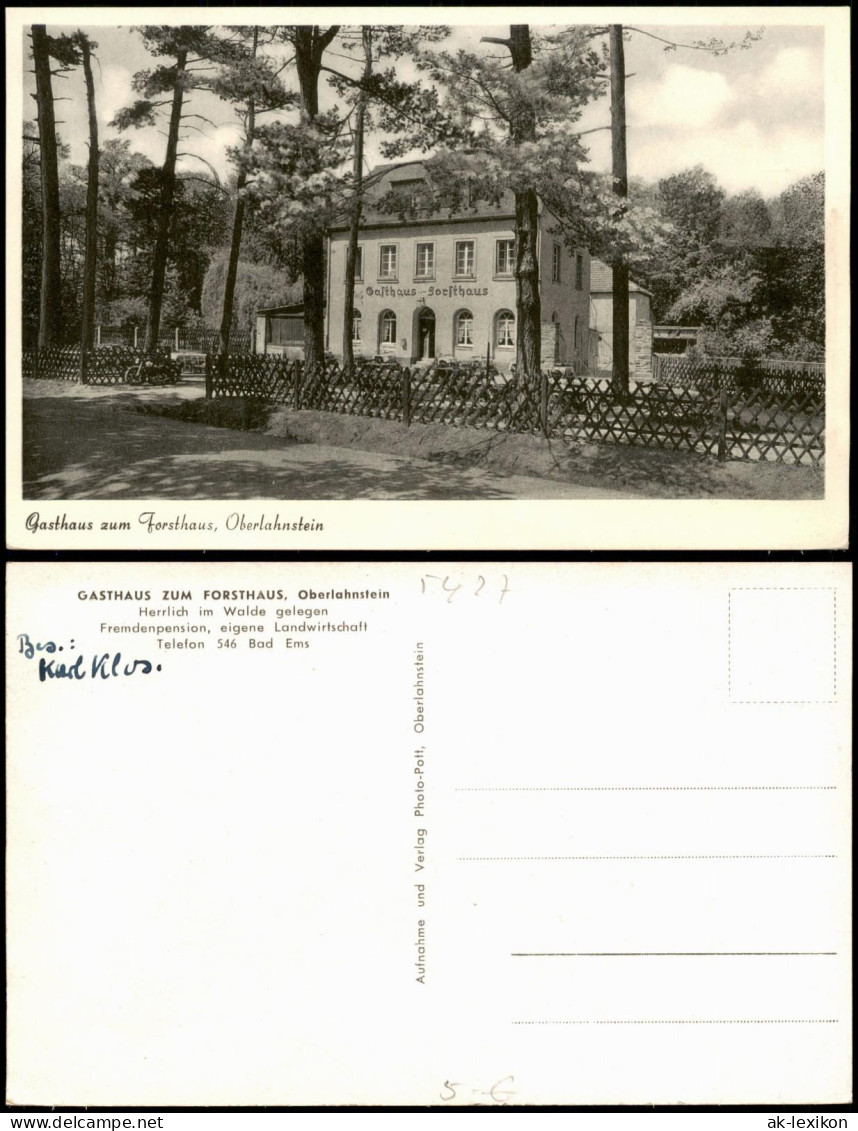 Ansichtskarte Oberlahnstein-Lahnstein Gasthaus Forsthaus 1930 - Lahnstein