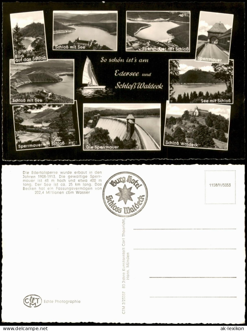 Ansichtskarte Waldeck (am Edersee) Schloß, See, Sperrmauer Uvm 1961 - Waldeck