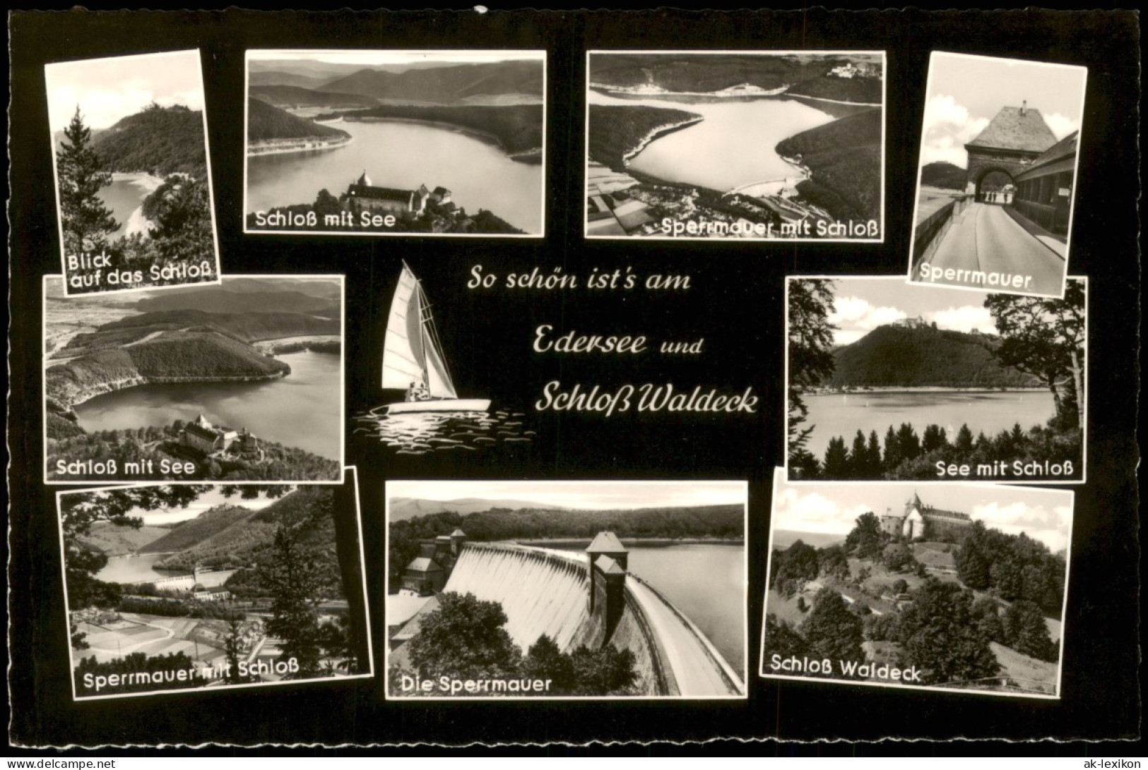 Ansichtskarte Waldeck (am Edersee) Schloß, See, Sperrmauer Uvm 1961 - Waldeck