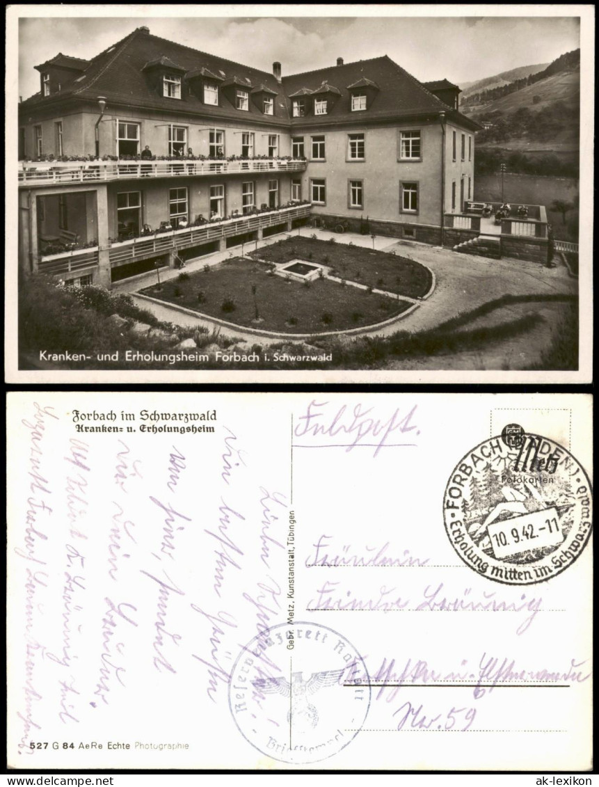 Ansichtskarte Forbach (Baden) Krankenhaus 1942  Gel. Feldpost WK2 - Forbach