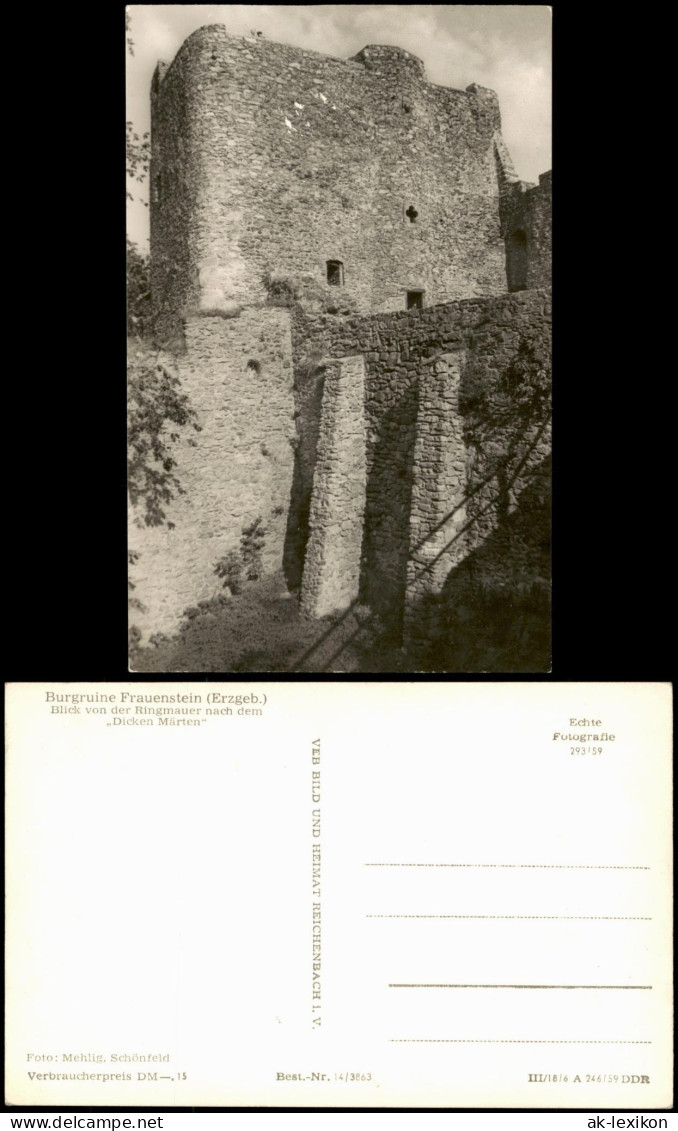 Frauenstein (Erzgebirge) Burgruine Blick Von Ringmauer  Dicken Märten 1959 - Frauenstein (Erzgeb.)