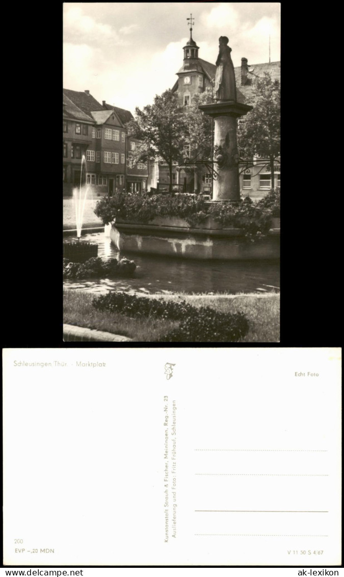 Ansichtskarte Schleusingen Marktplatz Partie Mit Brunnen Anlage 1967 - Schleusingen