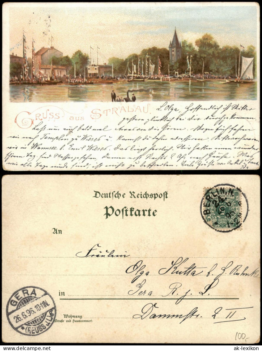 Ansichtskarte Stralau-Berlin Stralau, Feier - Litho AK 1896 - Friedrichshain