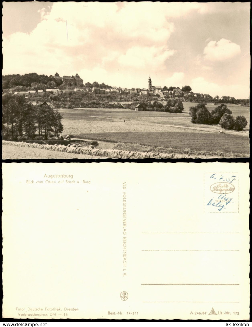 Augustusburg Erzgebirge Blick Vom Osten Auf Stadt Und Die Burg 1957 - Augustusburg