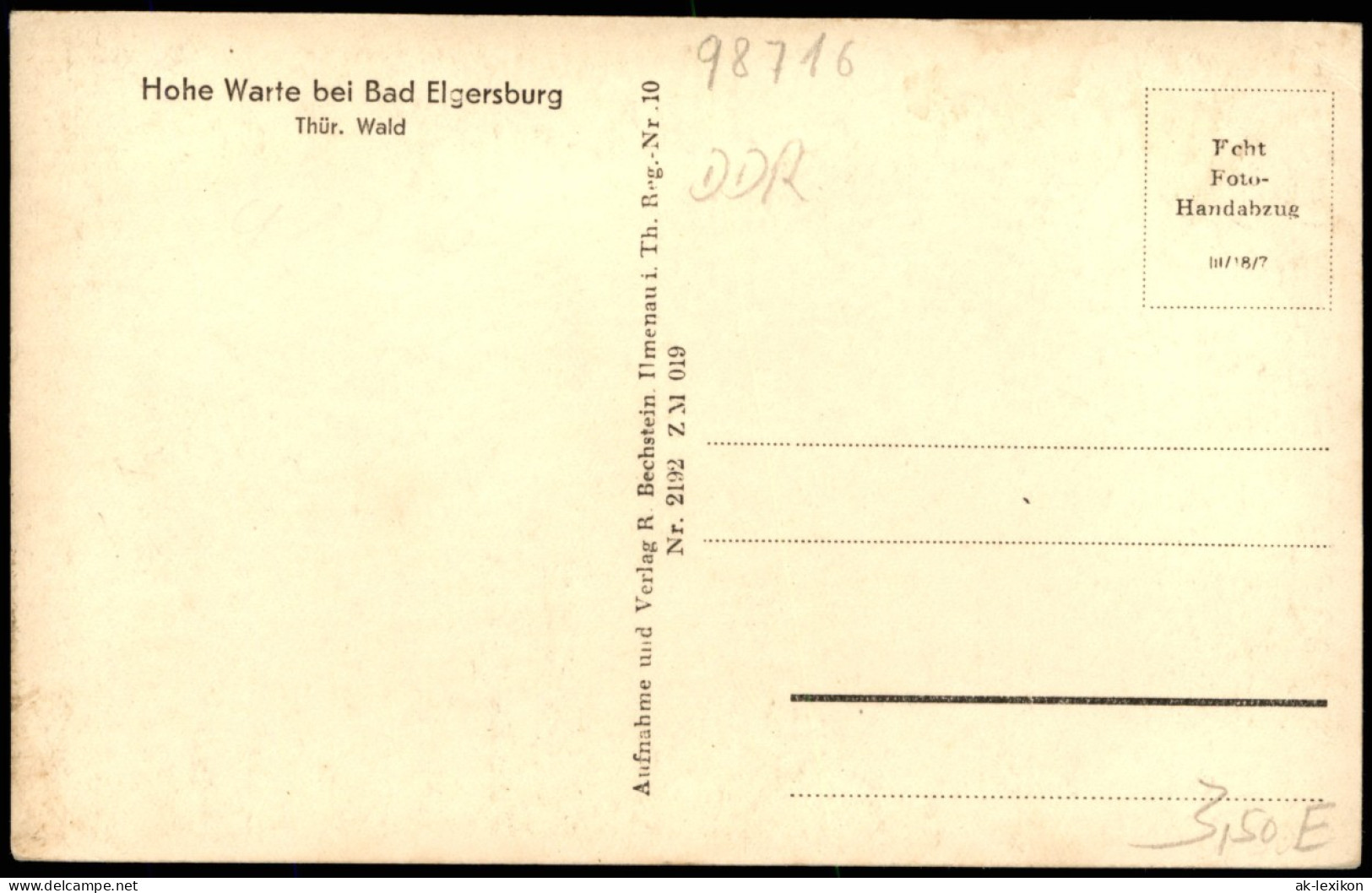 Ansichtskarte Elgersburg Hohe Warte Thüringer Wald 1955 - Elgersburg