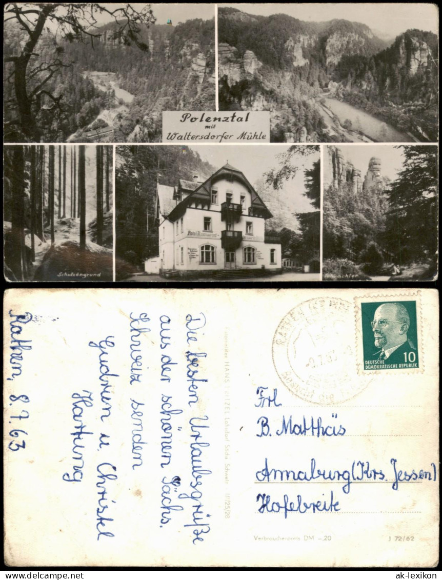 Ansichtskarte Hohnstein (Sächs. Schweiz) Polenztal - Gasthaus Umland 1953 - Hohnstein (Saechs. Schweiz)