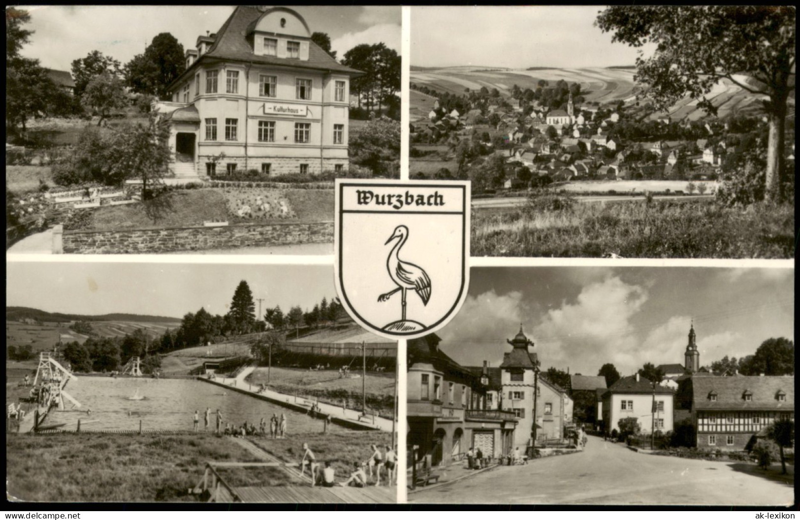 Ansichtskarte Wurzbach 4 Bild Schwimmbad, Stadt 1961 - Wurzbach