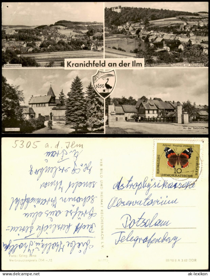 Kranichfeld DDR Mehrbild-AK   Oberschloß, Niederburg, Ilm-Brücke 1962 - Kranichfeld