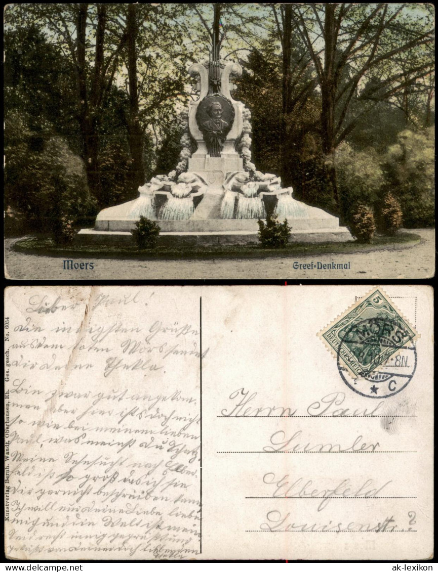 Ansichtskarte Moers Greef Denkmal 1910 - Moers