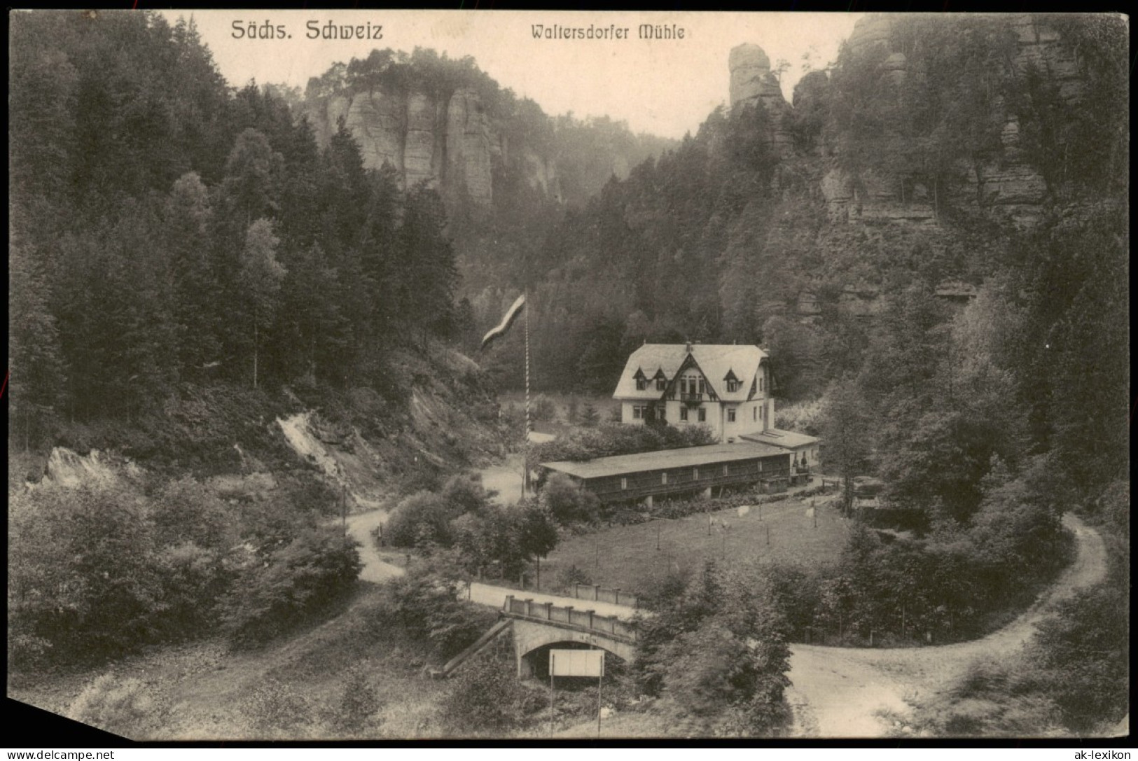 Ansichtskarte Polenz-Neustadt (Sachsen) Waltersdorfer Mühle 1913 - Neustadt