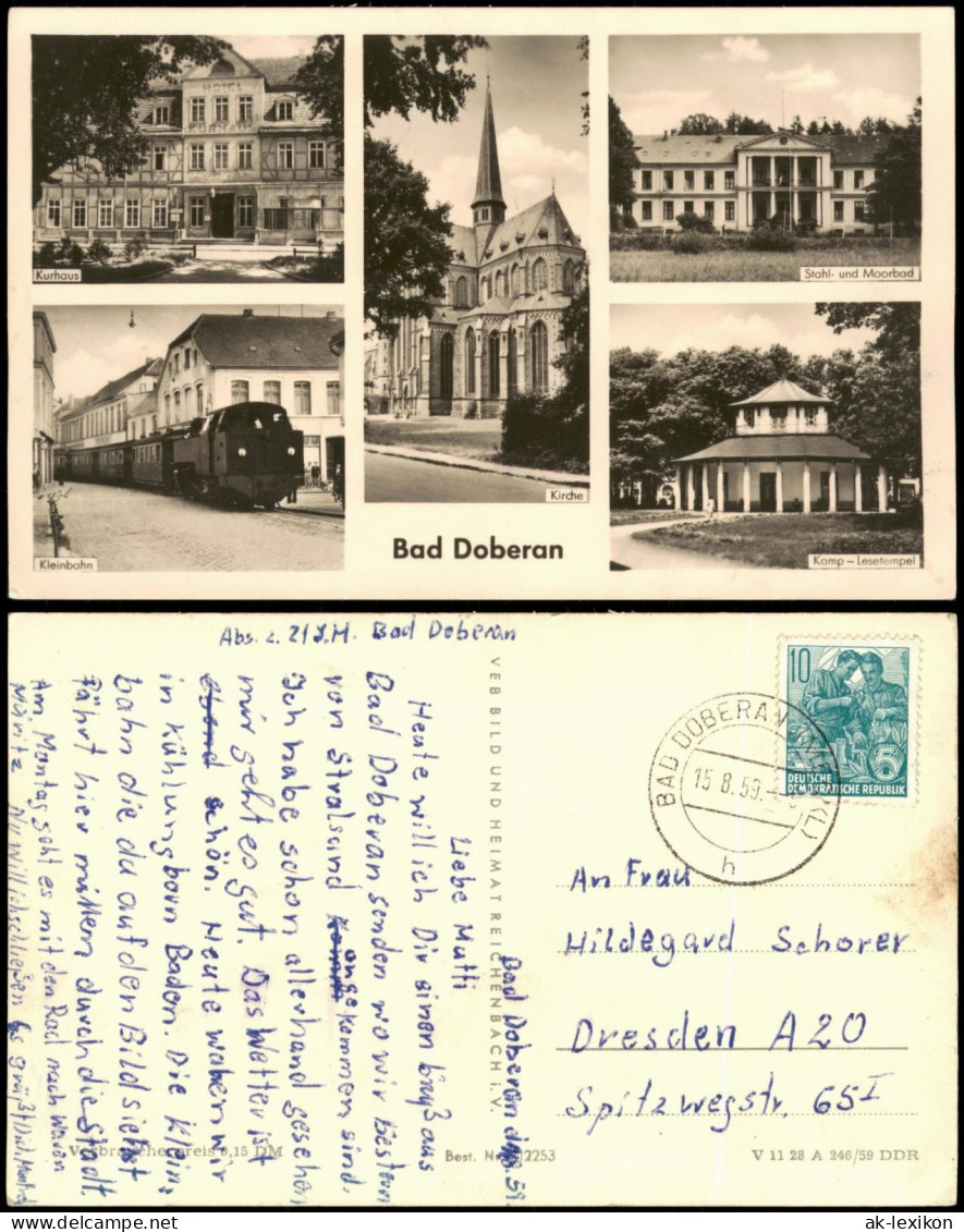 Ansichtskarte Bad Doberan Kleinbahn, Kurhaus 1959 - Bad Doberan