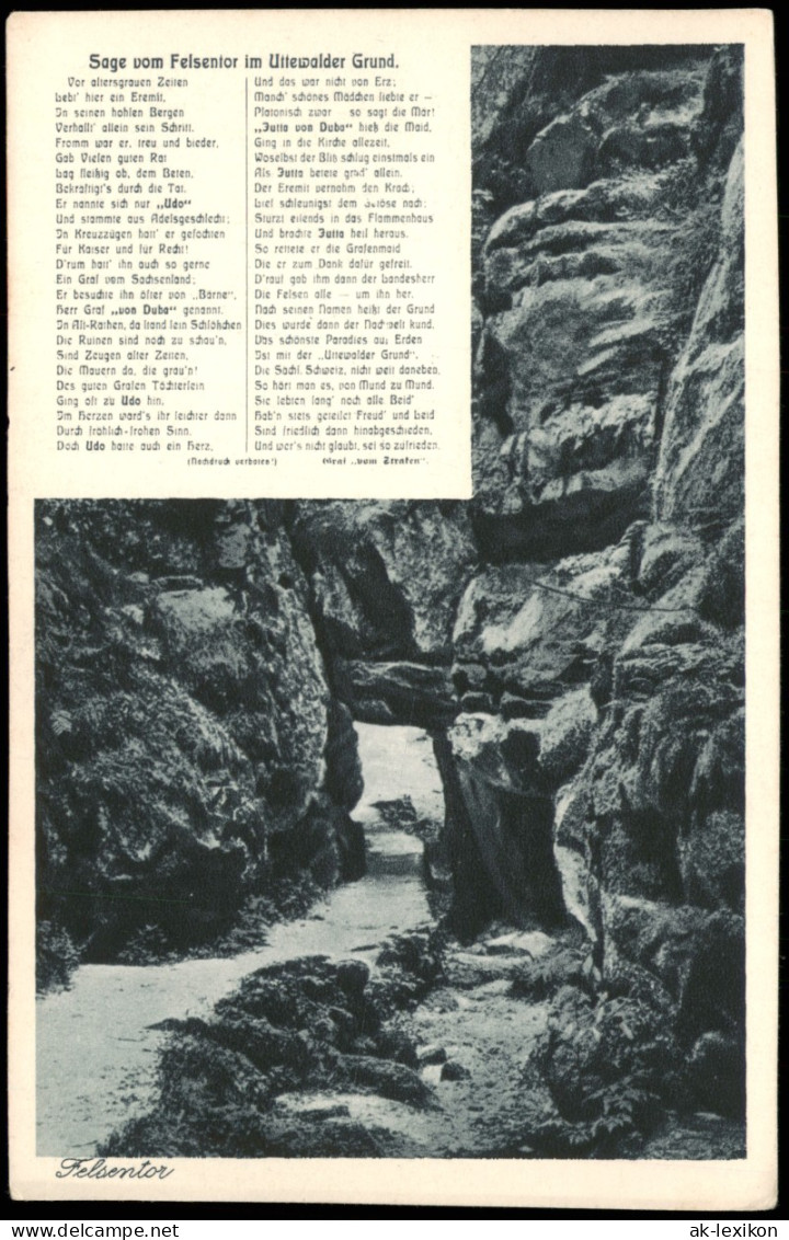 Ansichtskarte Wehlen Sage Vom Felsentor Im Uttewalder Grund... 1923 - Wehlen