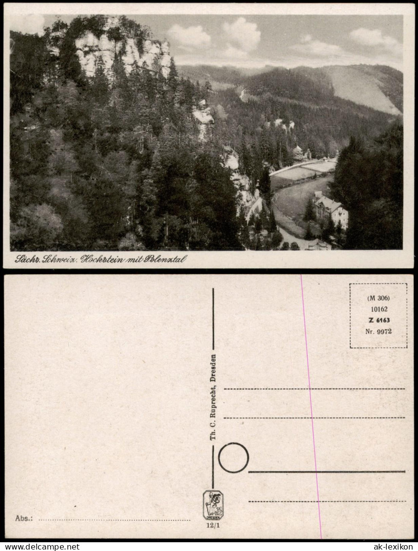 Hohnstein (Sächs. Schweiz) Schweiz. Hockstein Mit Polenztal 1954 - Hohnstein (Saechs. Schweiz)