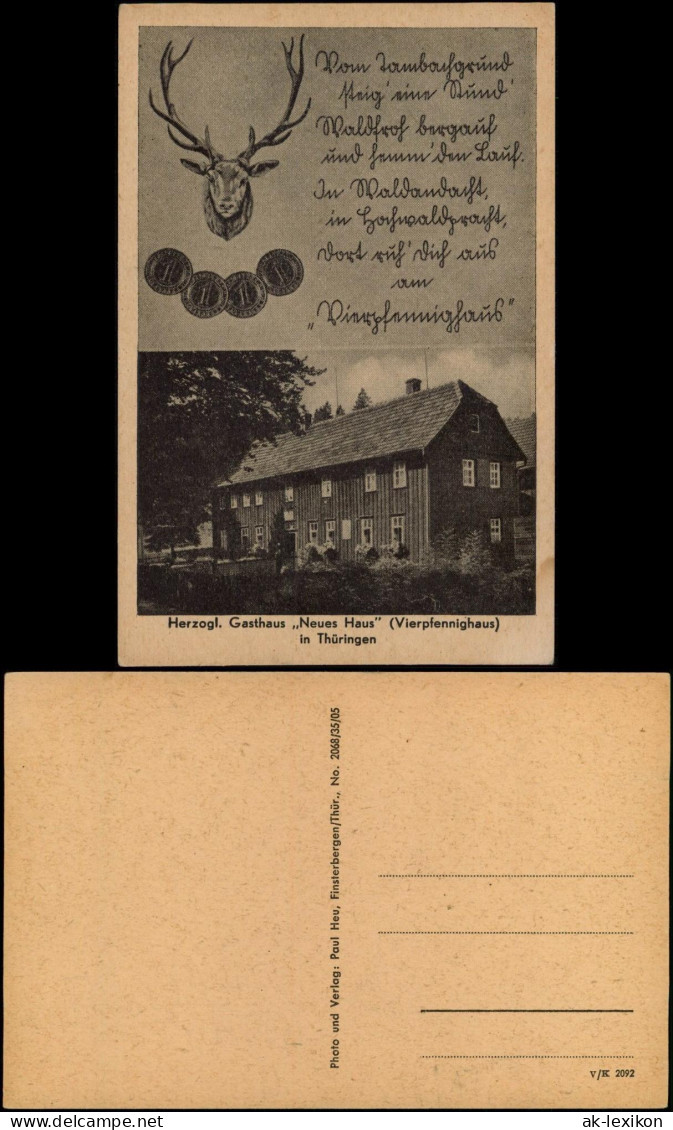 Tambach-Dietharz Gasthaus „Neues Haus" (Vierpfennighaus), Text Geweih 1956 - Tambach-Dietharz