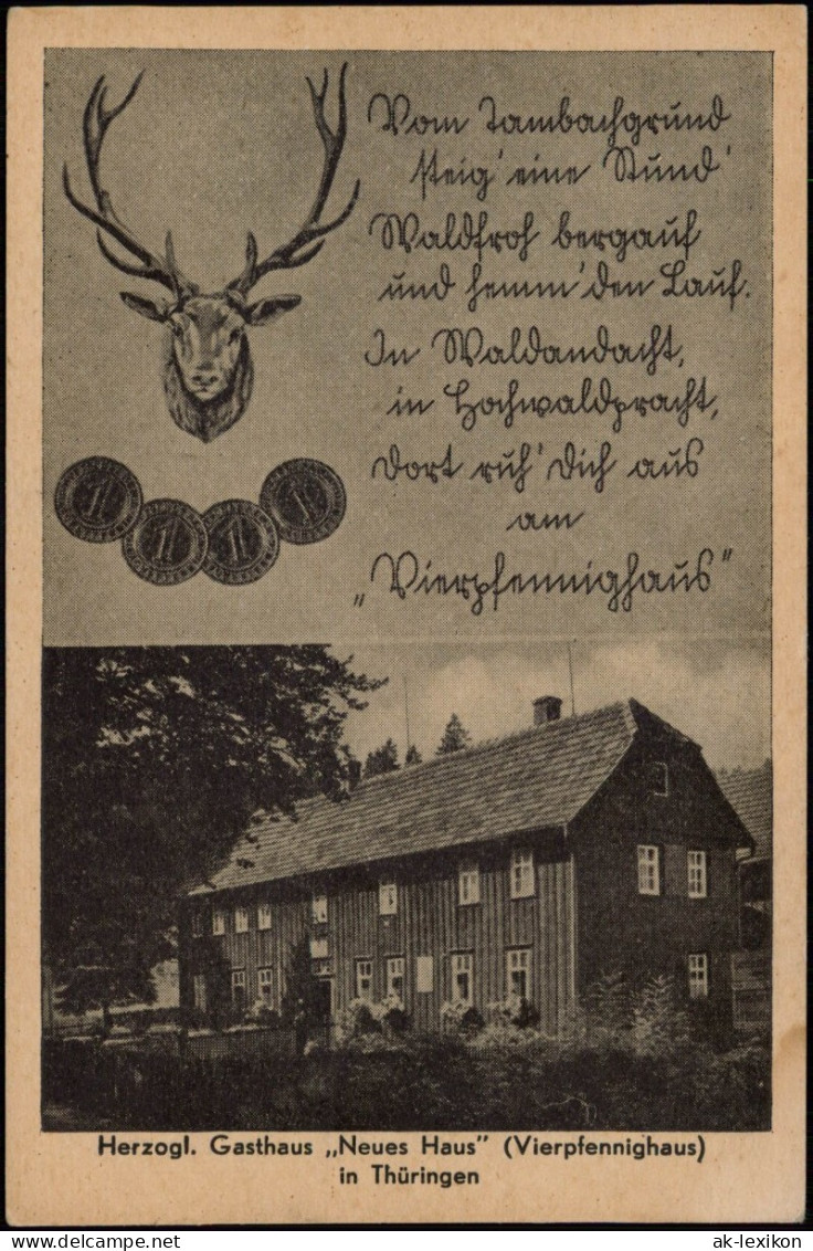 Tambach-Dietharz Gasthaus „Neues Haus" (Vierpfennighaus), Text Geweih 1956 - Tambach-Dietharz