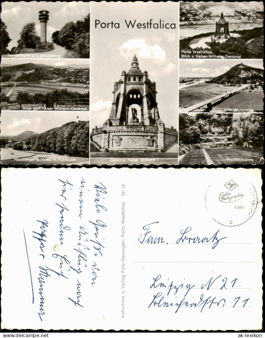 Ansichtskarte Porta Westfalica Fernsehturm, Luftbild 1964 - Porta Westfalica