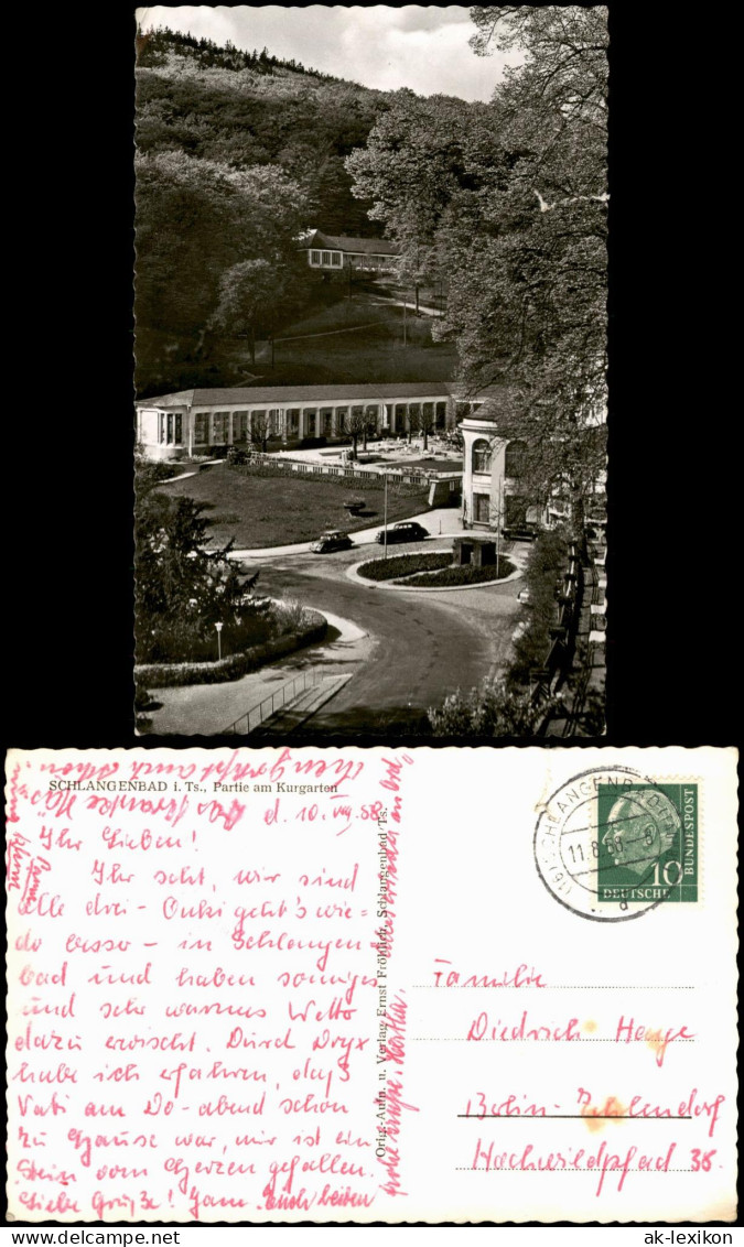 Ansichtskarte Schlangenbad Partie Im Kurgarten 1958 - Schlangenbad