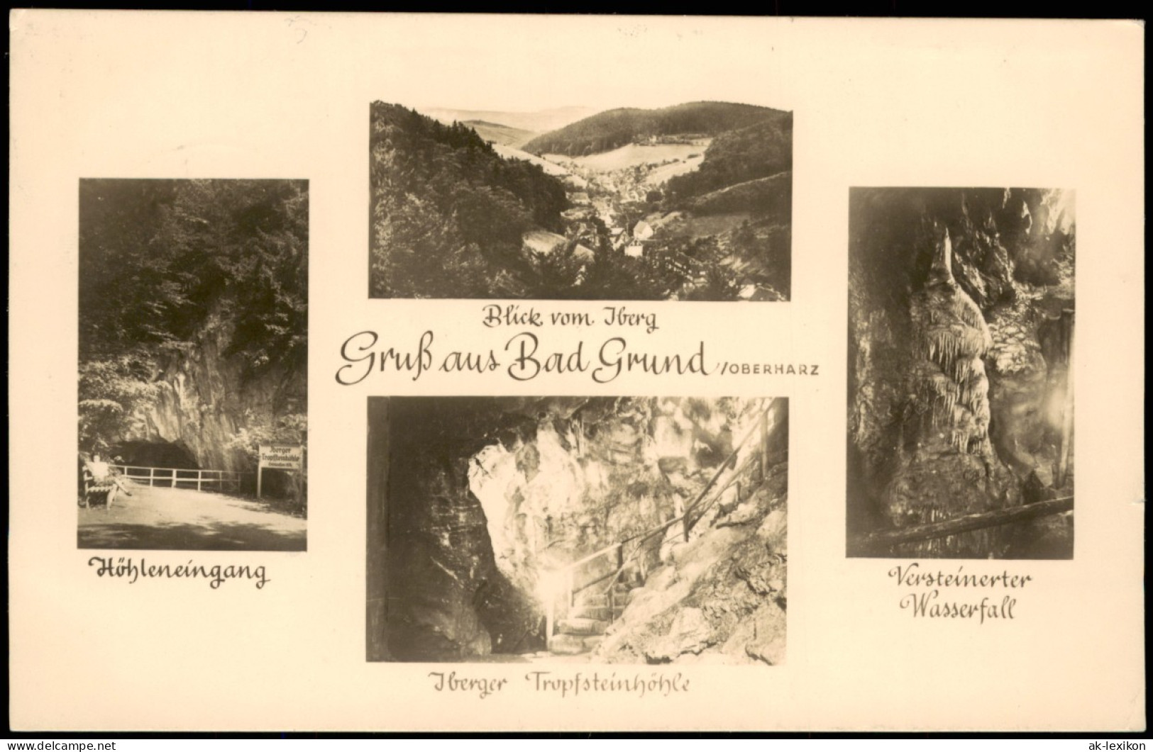 Ansichtskarte Bad Grund (Harz) Umlandansichten: Höhle, Wasserfall 1952 - Bad Grund