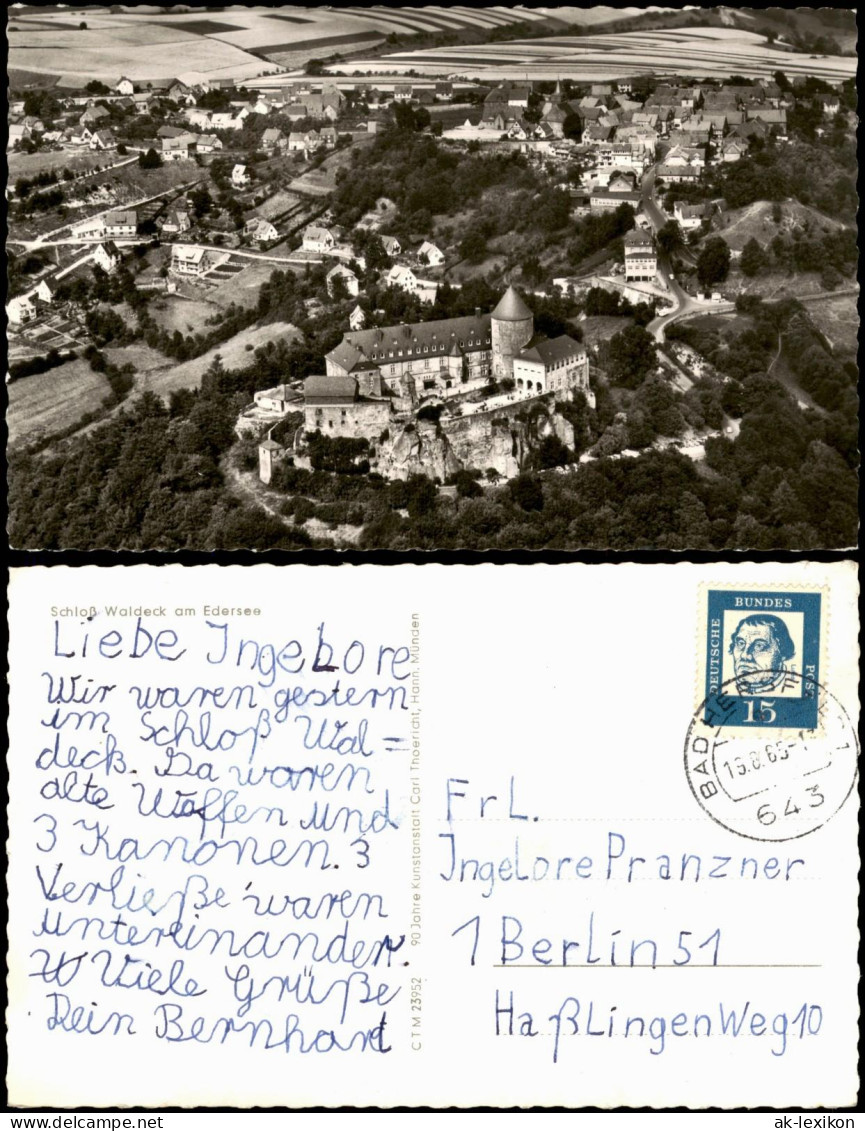 Waldeck (am Edersee) Schloss Waldeck Aus Der Vogelschau-Perspektive 1965 - Waldeck