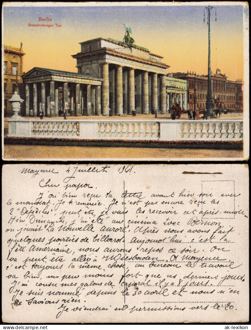 Ansichtskarte Mitte-Berlin Brandenburger Tor (Brandenburg Gate) 1921 - Porta Di Brandeburgo
