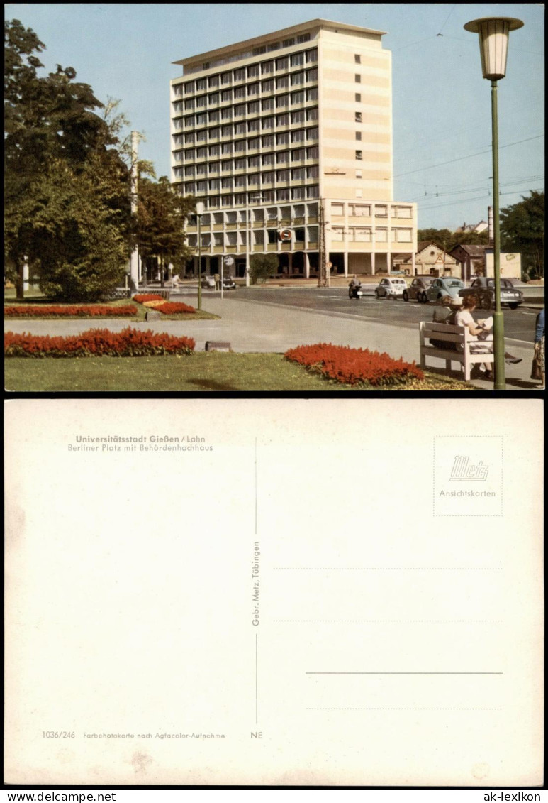 Ansichtskarte Gießen Berliner Platz Mit Behördenhochhaus, VW Käfer 1965 - Giessen