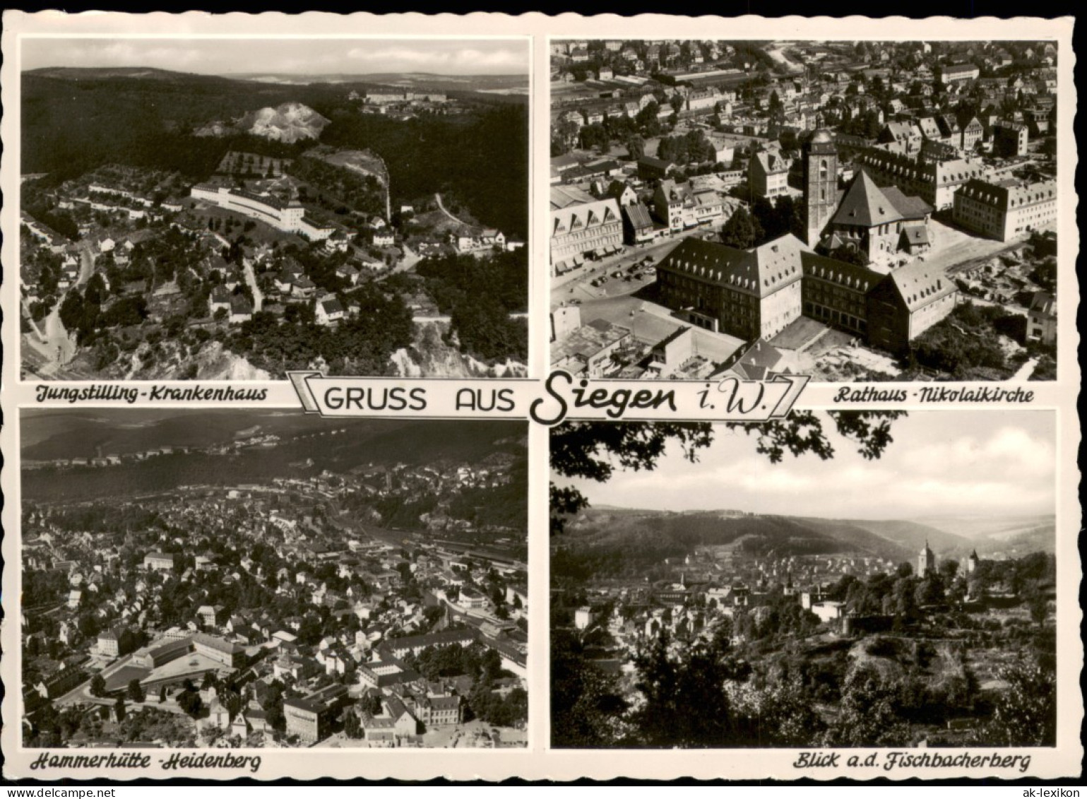 Ansichtskarte Siegen 4 Bild: Diverse Luftbilder 1956 - Siegen