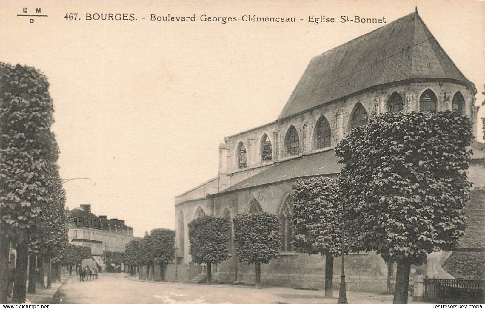 FRANCE - Bourges - Boulevard Georges-Clemenceau - Eglise Saint Bonnet - Carte Postale Ancienne - Bourges