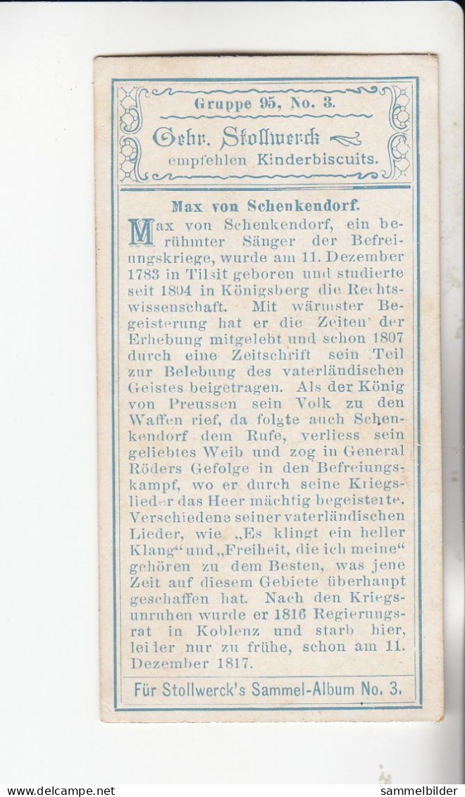 Stollwerck Album No 3 Dichter Der Befreiungskriege  Max Von Schenkendorf      Grp 95# 3 Von 1899 - Stollwerck