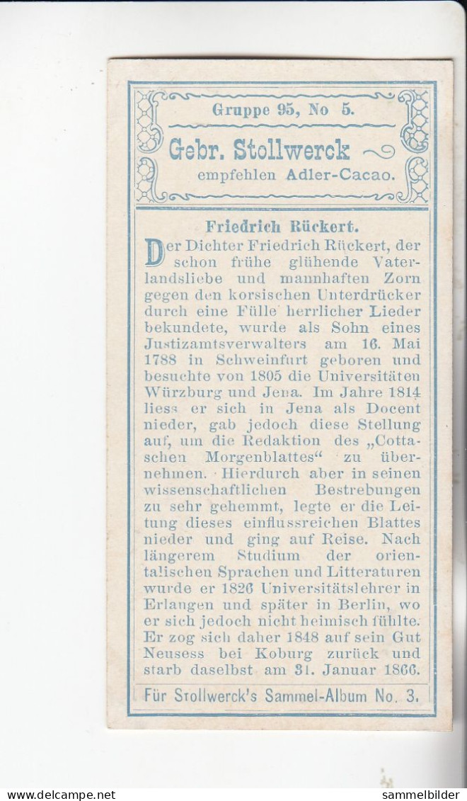 Stollwerck Album No 3 Dichter Der Befreiungskriege  Friedrich Rückert   Grp 95# 5 Von 1899 - Stollwerck