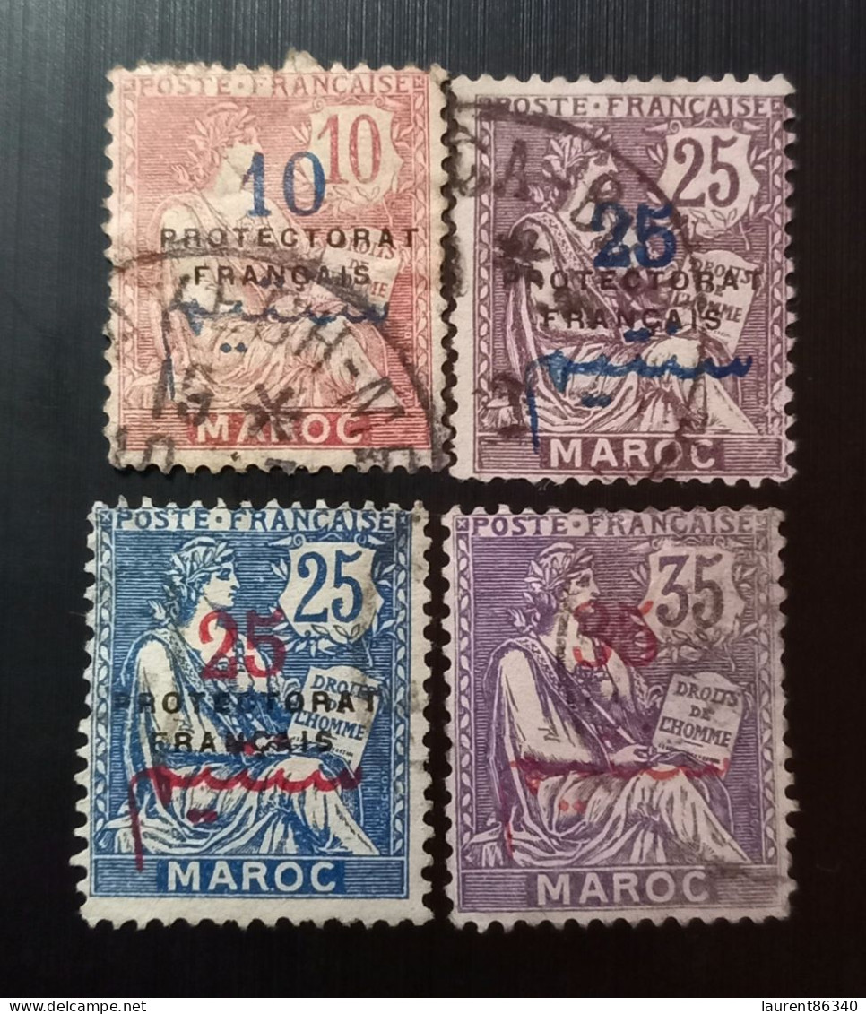 Maroc 1914 -1917 Poste Française Au Maroc Type Mouchon Timbres-poste Surimprimés "PROTECTORAT FRANCAIS" - Used Stamps