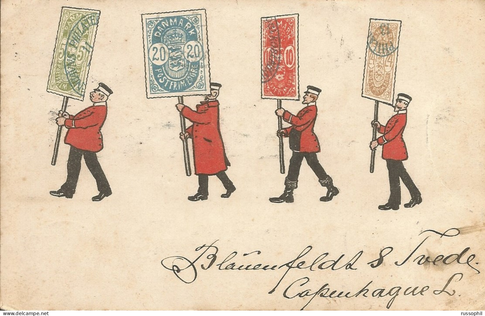 DENMARK - EXCEPTIONAL SOUVENIR PC OF THE COPENHAGEN PHILATELIC EXHIBITION OF SEPTEMBER 1902 SENT TO FRANCE - 1902 - Covers & Documents