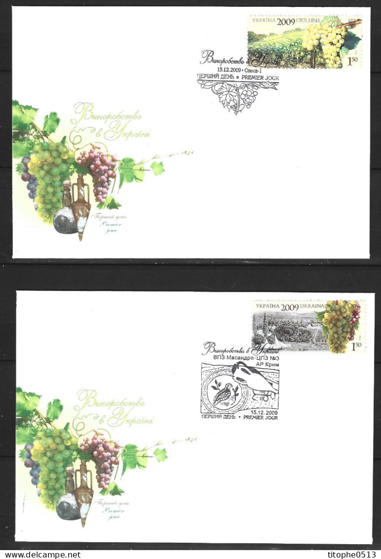 UKRAINE. N°962-3 De 2009 Sur 2 Enveloppes 1er Jour. Vignobles Ukrainiens. - Vinos Y Alcoholes