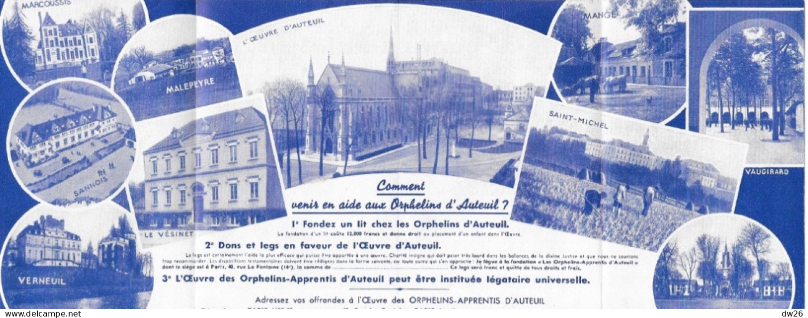 2 Documents: Oeuvre Des Orphelins Apprentis D'Auteuil, Paris - Dépliant + Courrier Père E. Lecocq, Directeur - Zonder Classificatie