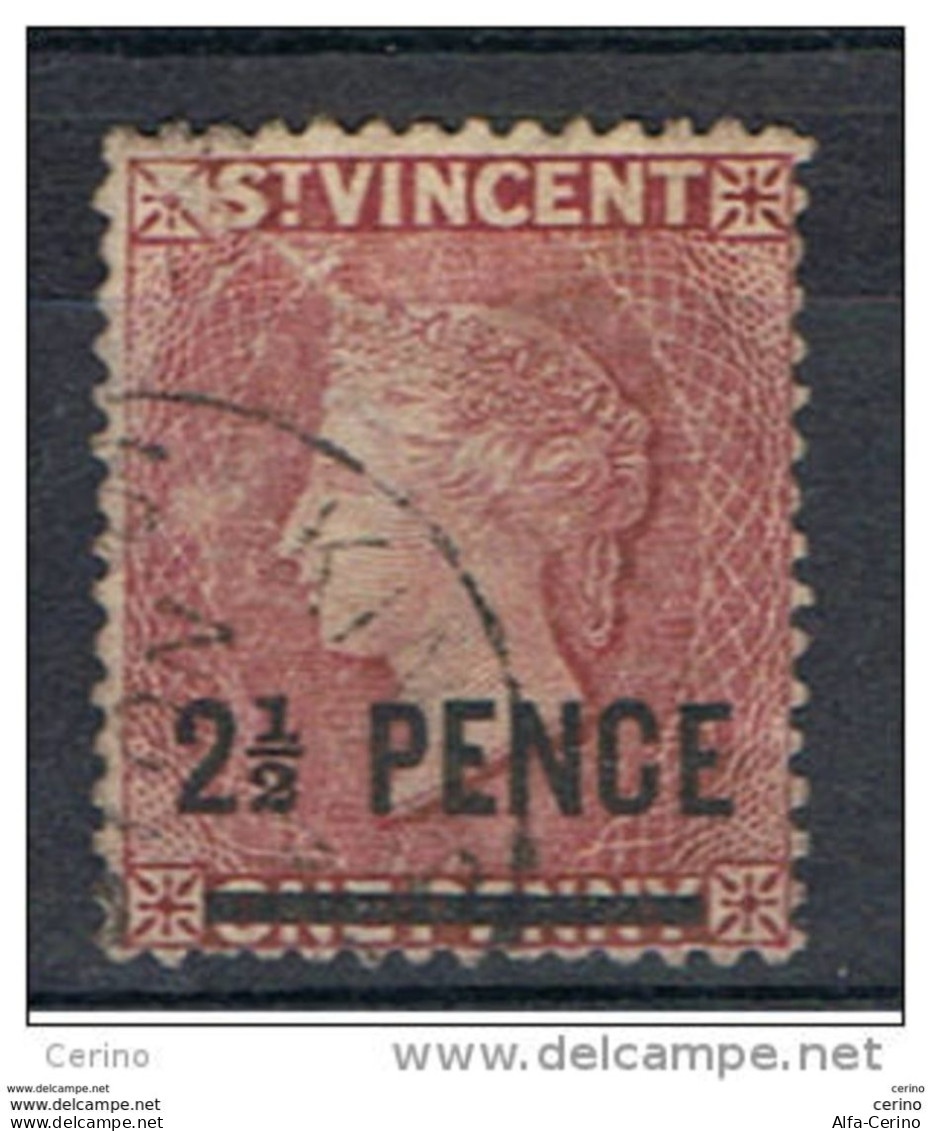 ST. VINCENT:  1883  OVERPRINT  -  2 1/2 P. USED  STAMP  -  YV/TELL. 25 - St.Vincent (...-1979)