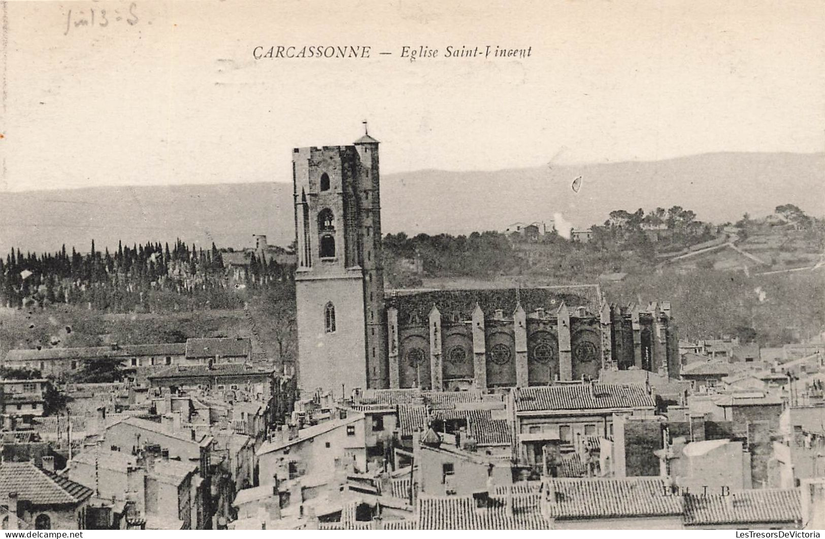 FRANCE - Carcassonne - Vue De L'église Saint Vincent - Vue Générale De L'extérieur - Carte Postale Ancienne - Carcassonne