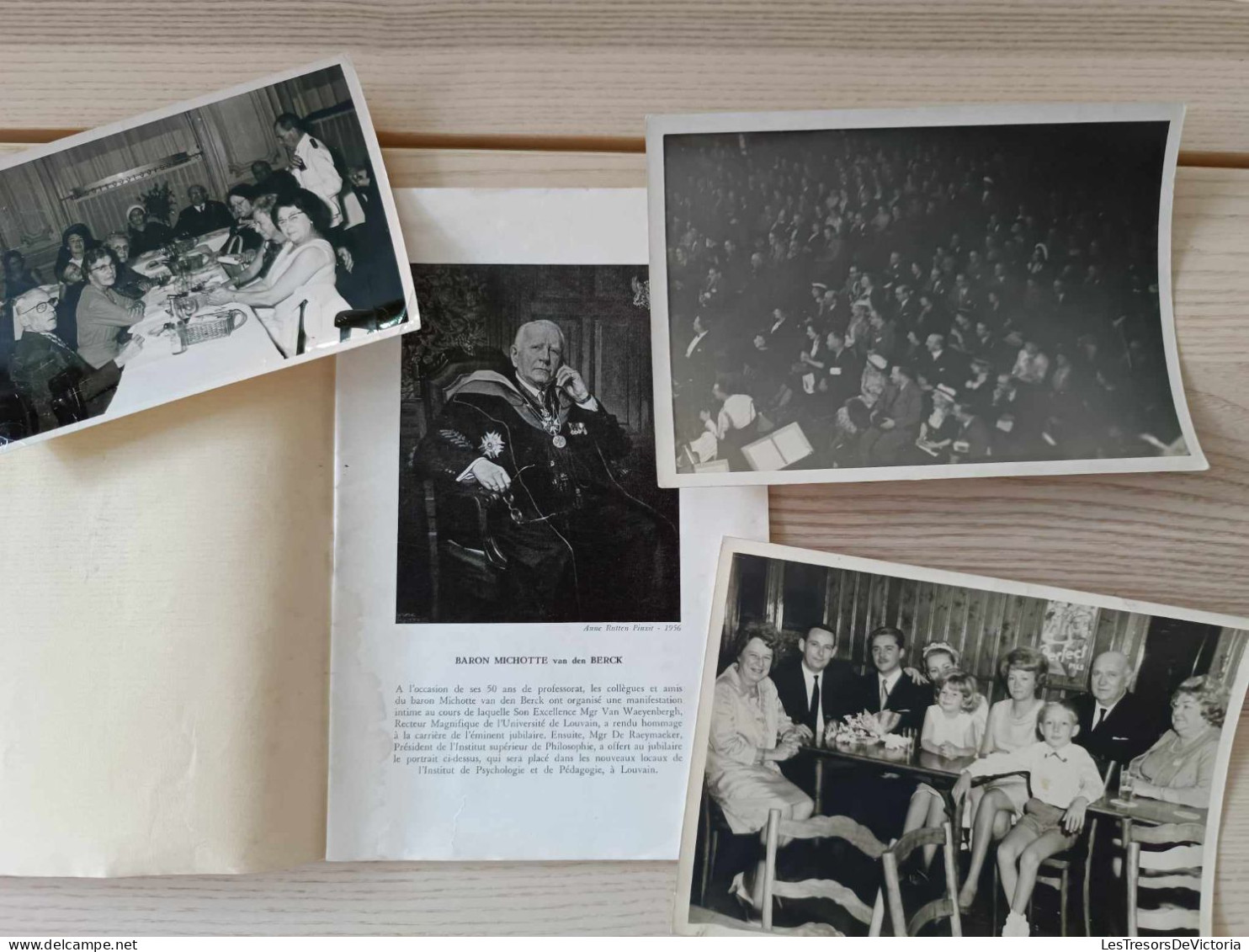 Lot D'un Livre Et 3 Photos - Jubilé Professoral Du Baron Michotte Van Den Berck - 28 Janvier1956 - UCL - - Histoire