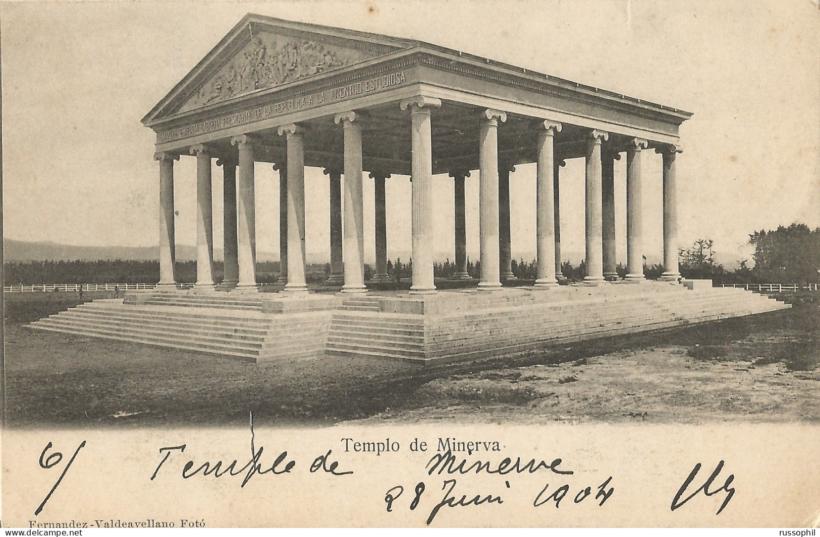 GUATEMALA - TEMPLO DE MINERVA - FERNANDEZ VALDEAVELLANO FOTO - GOOD FRANKING -1904 - Guatemala