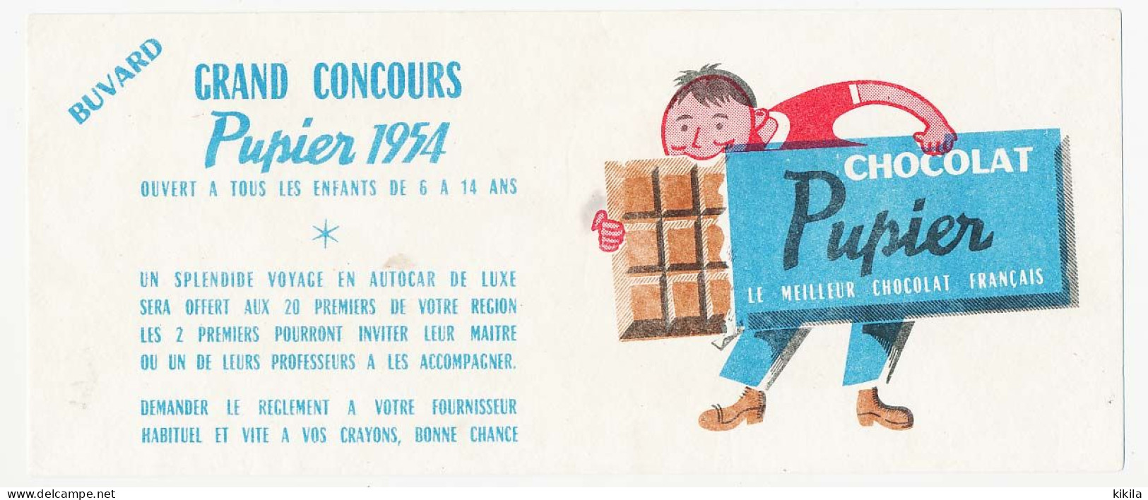 Buvard 20.5 X 8.2 Chocolat PUPIER Grand Concours 1954 - Kakao & Schokolade