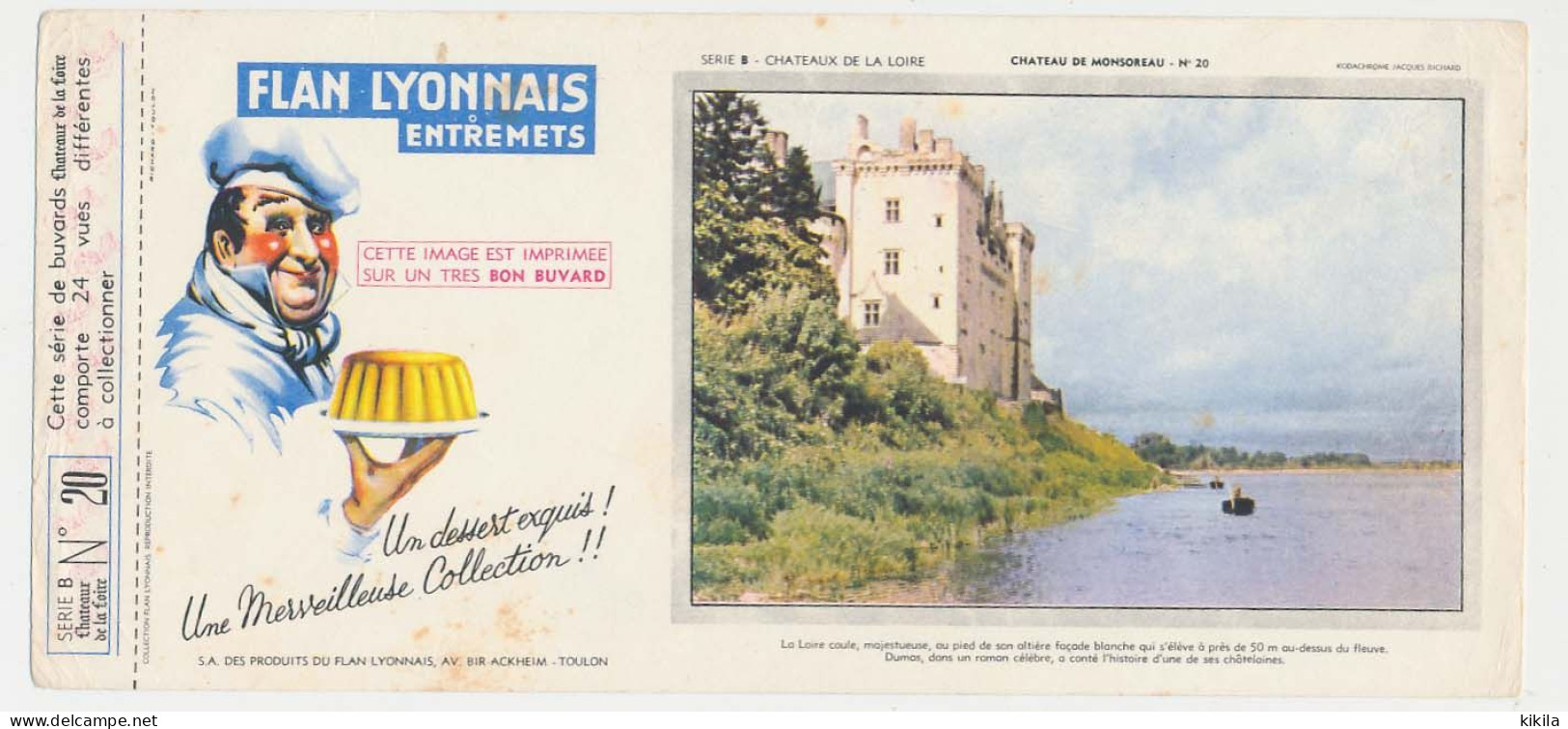 Buvard 23.1 X 10.4 FLAN LYONNAIS Série B N° 20 Châteaux De La Loire Château De Monsoreau - Süssigkeiten & Kuchen