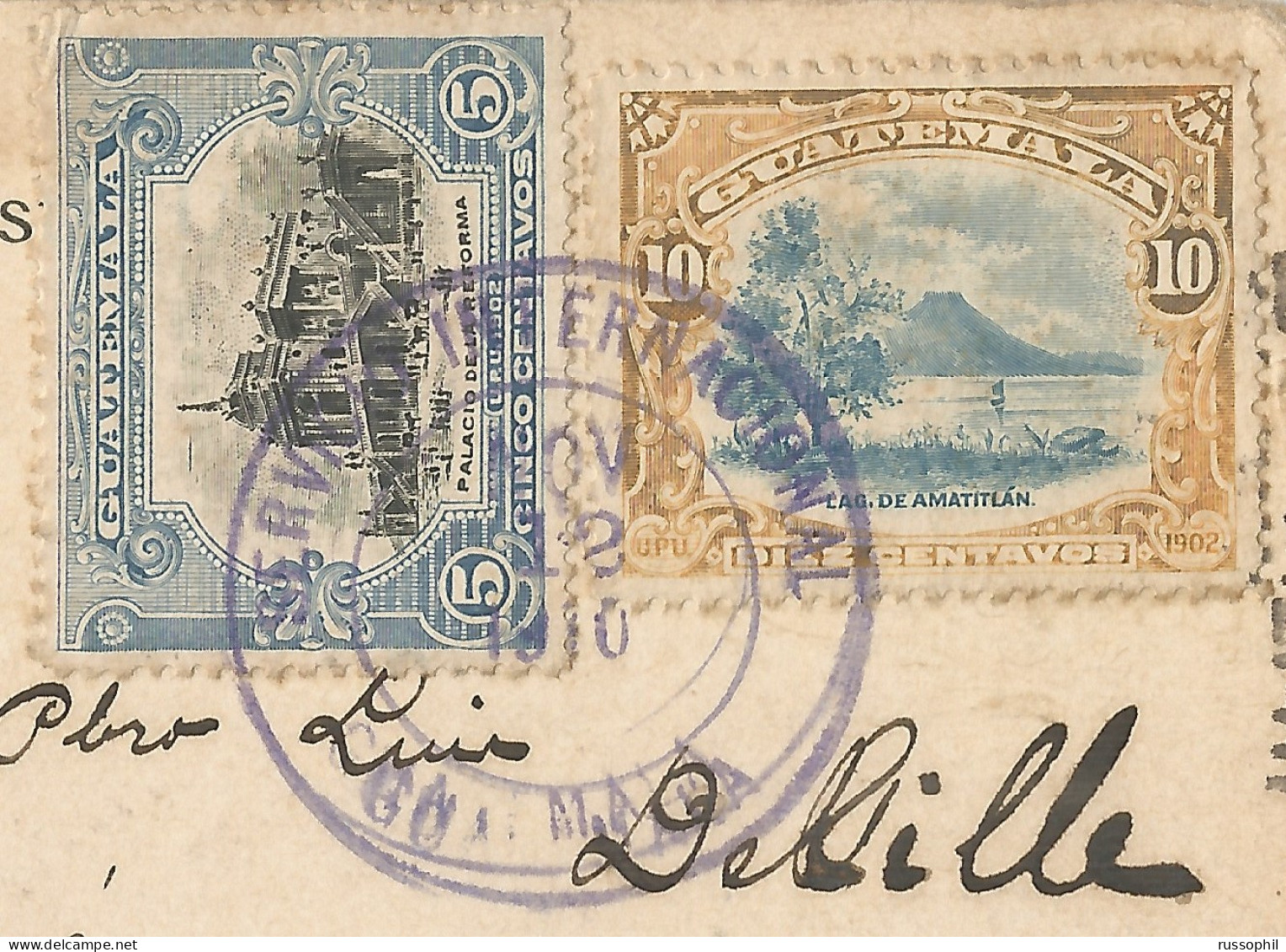 GUATEMALA - 15 CENT. FRANKING (Mi #113 + #115) ON PC (VIEW OF PANAMA) TO FRANCE - 1910 - Guatemala