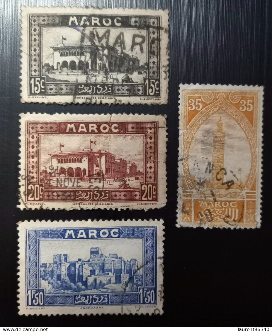 Maroc Poste Française 1933 Motifs Locaux Modèle: R. Beliot Gravure: Del Rieu Lot 2 - Gebruikt