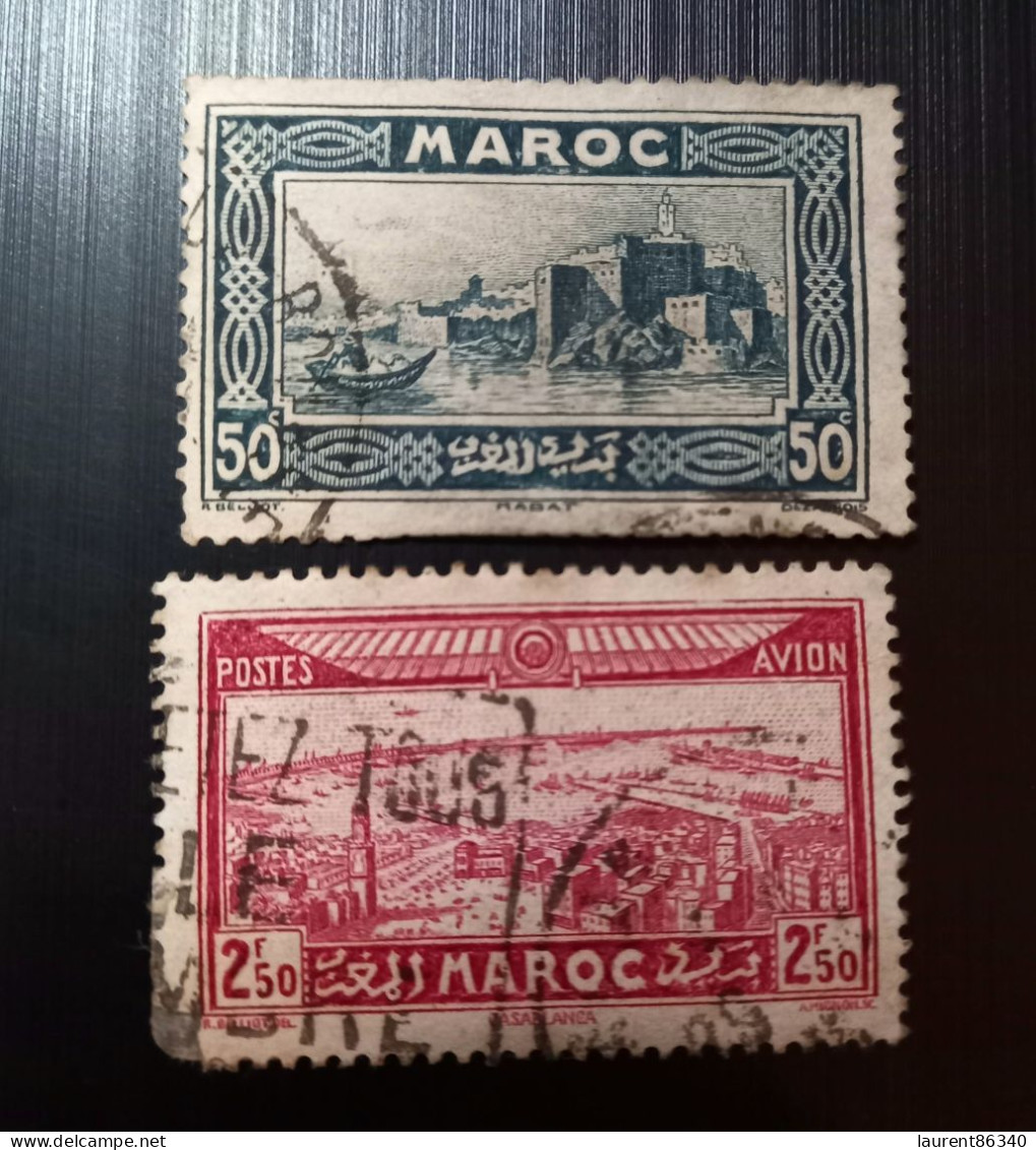 Maroc 1933 Local Motives & 1933 Airmail - Views Of The City  Modèle: R. Beliot Gravure: Del Rieu Lot 2 - Usati