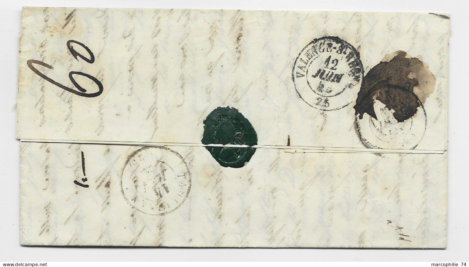 HELVETIA SUISSE LETTRE COVER CACHET ROUGE GENEVE 10 JUIN 1848 8 1/2 M POUR LA FRANCE - 1843-1852 Federale & Kantonnale Postzegels